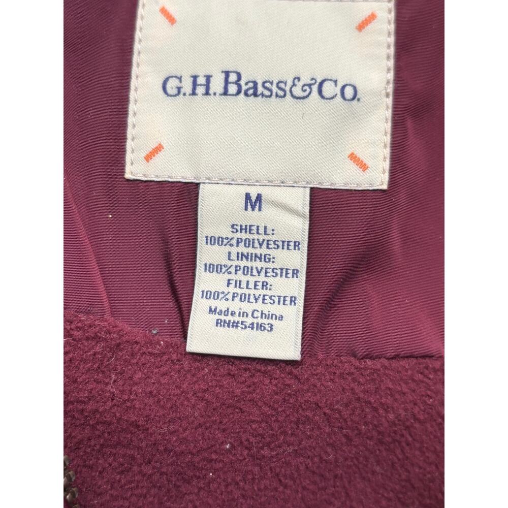 G.H.Bass & Co Medium Quilted Jacket Burgundy Wine Red Winter Coat Sz M Hood - Picture 5 of 6